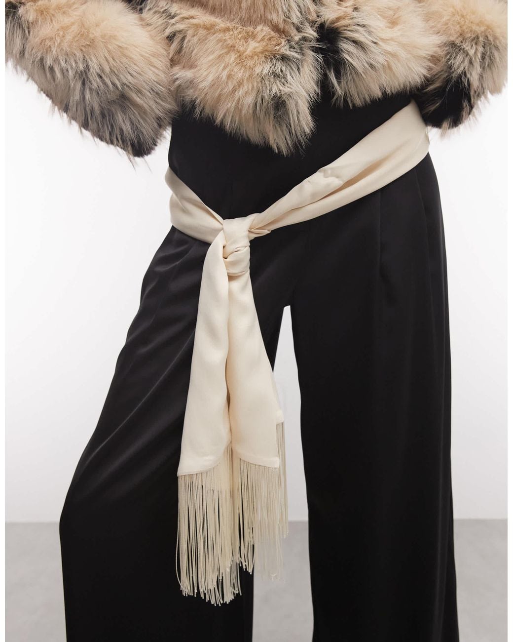 ASOS Black Satin-bindeschal mit fransen