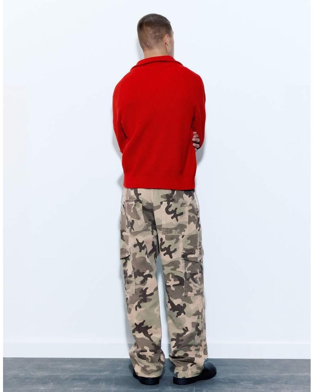 Pull&Bear Cargo Broek Met Camoprint in het Red voor heren