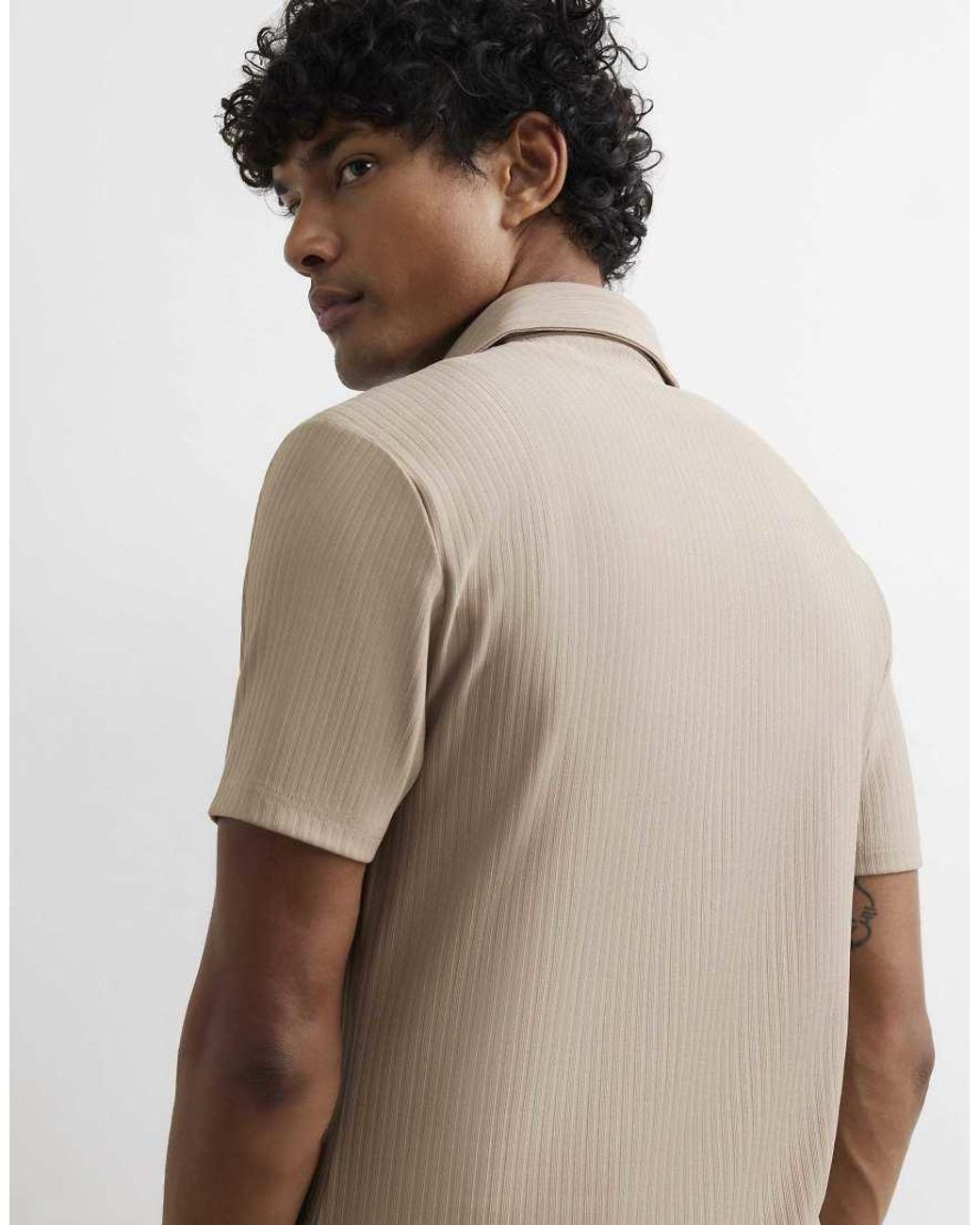 River Island White Muscle Fit Cotton Ottoman Shirt for men