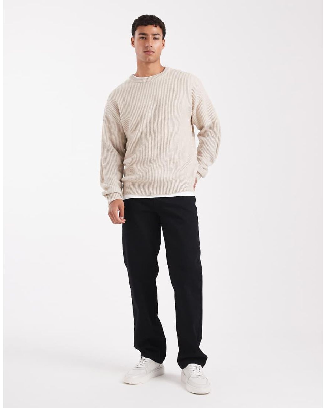 JJ Rebel Natural Oversized Textured Jumper for men