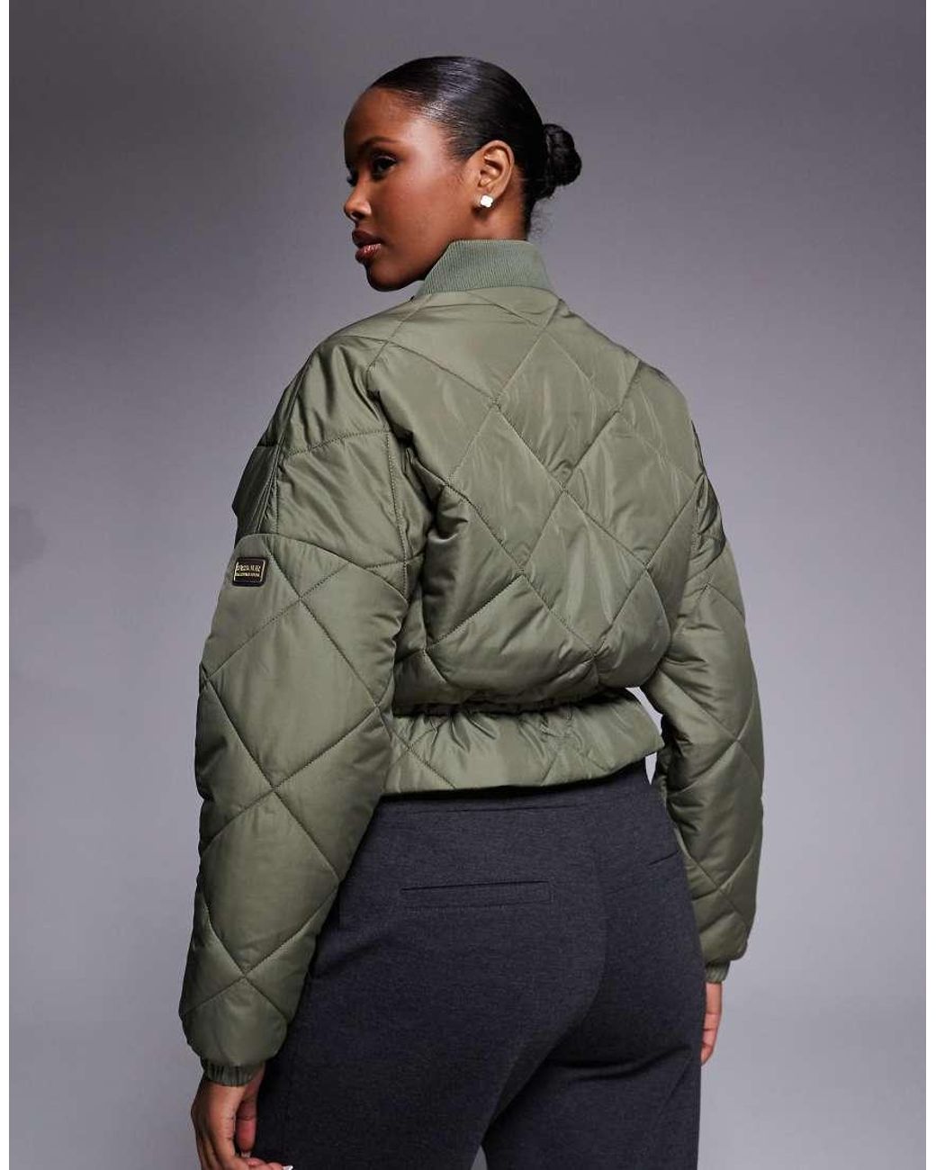Barbour Gray Pagan Cinched Quilted Jacket