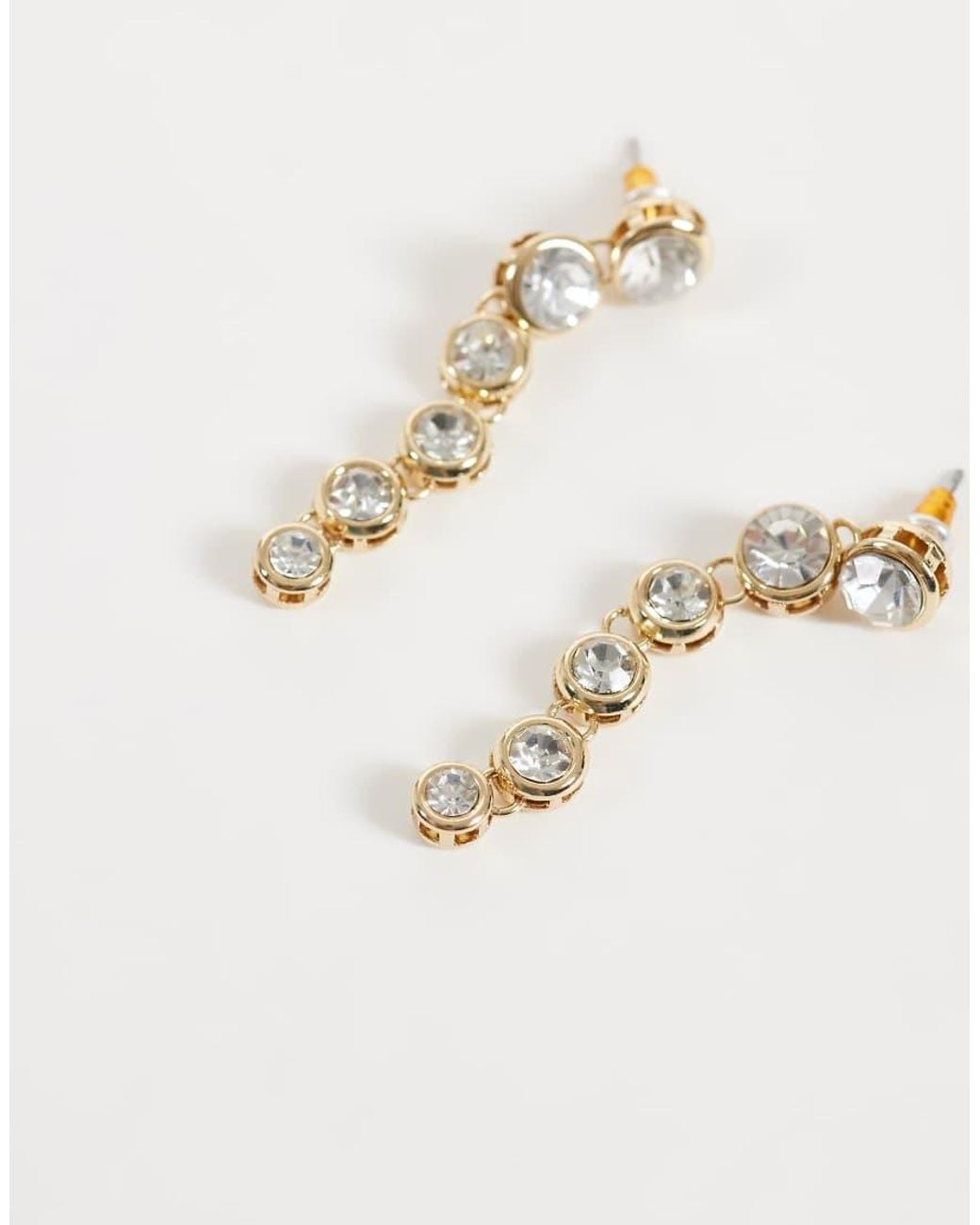 Accessorize White Bezel Crystal Long Drop Earrings