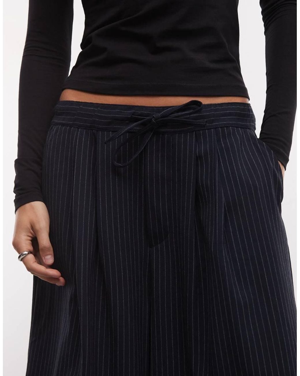 Collusion Black Pinstripe baggy Pull On Jorts