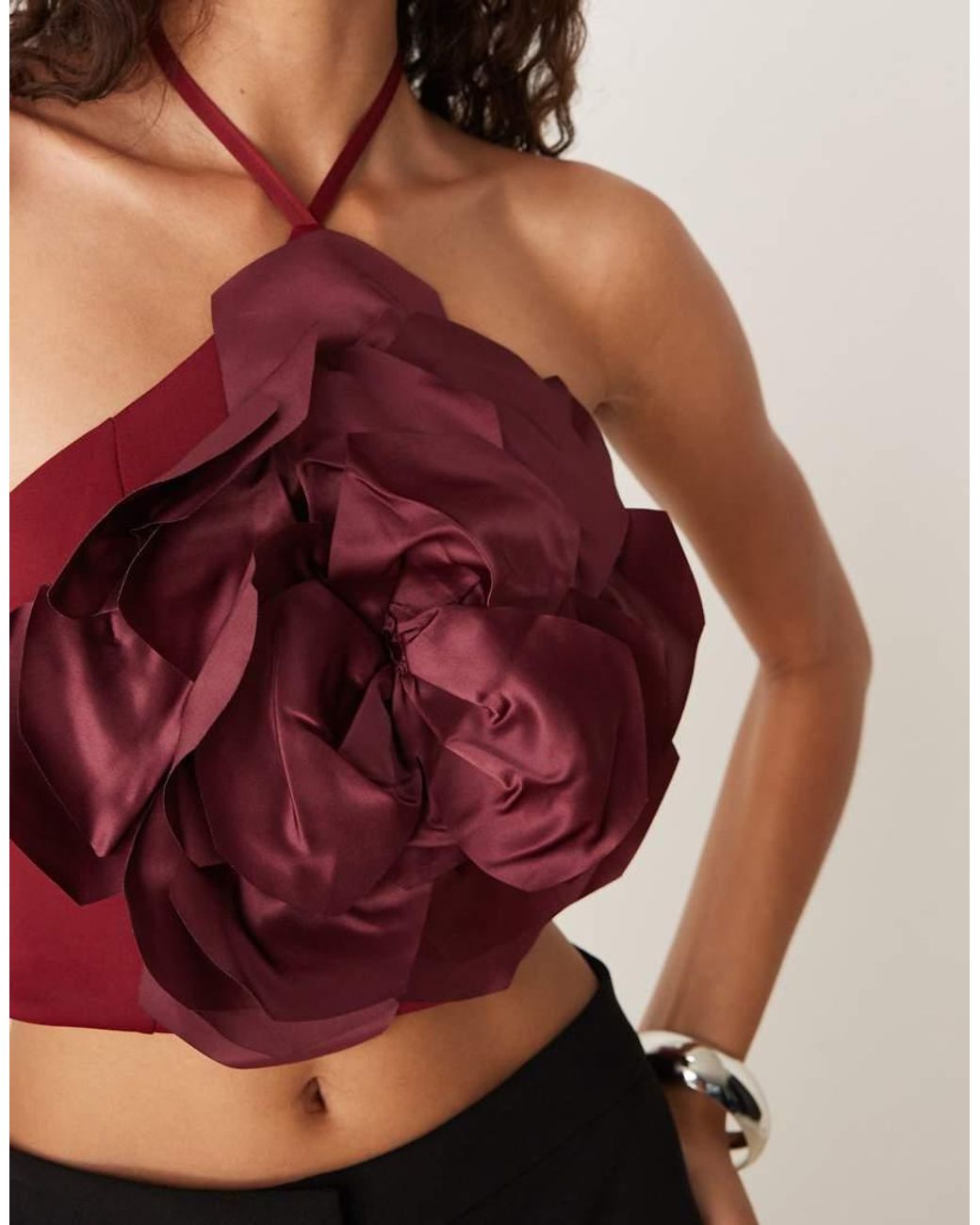 ASOS Red Floral Corsage Halter Top