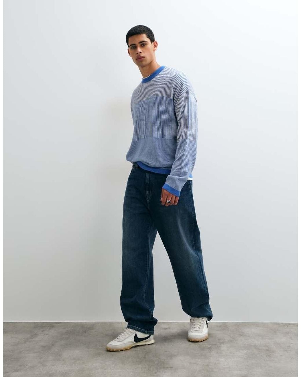 ASOS Blue Oversized Crew Neck Jumper for men