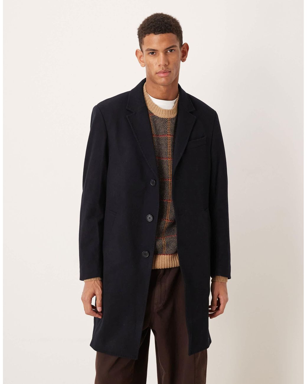 Mango Blue Wool Mix Tailored Coat for men