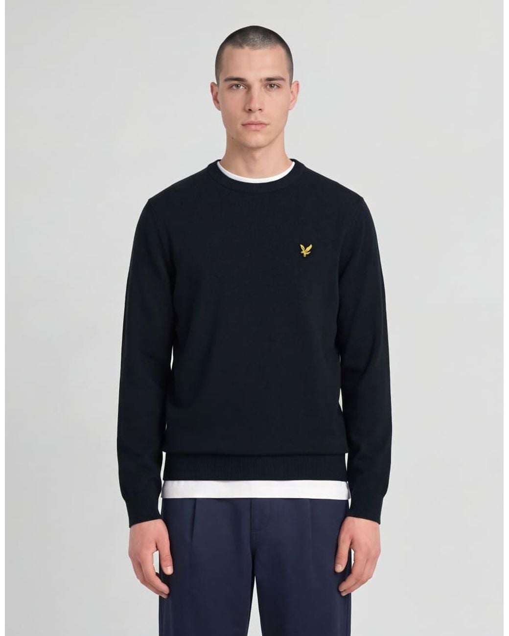 Lyle & Scott Blue Mid Knits Knitted Crew Neck Jumper for men