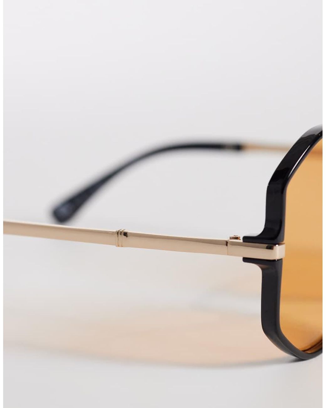 ASOS Natural Skinny Frame Angular 70's Sunglasses With Lenses