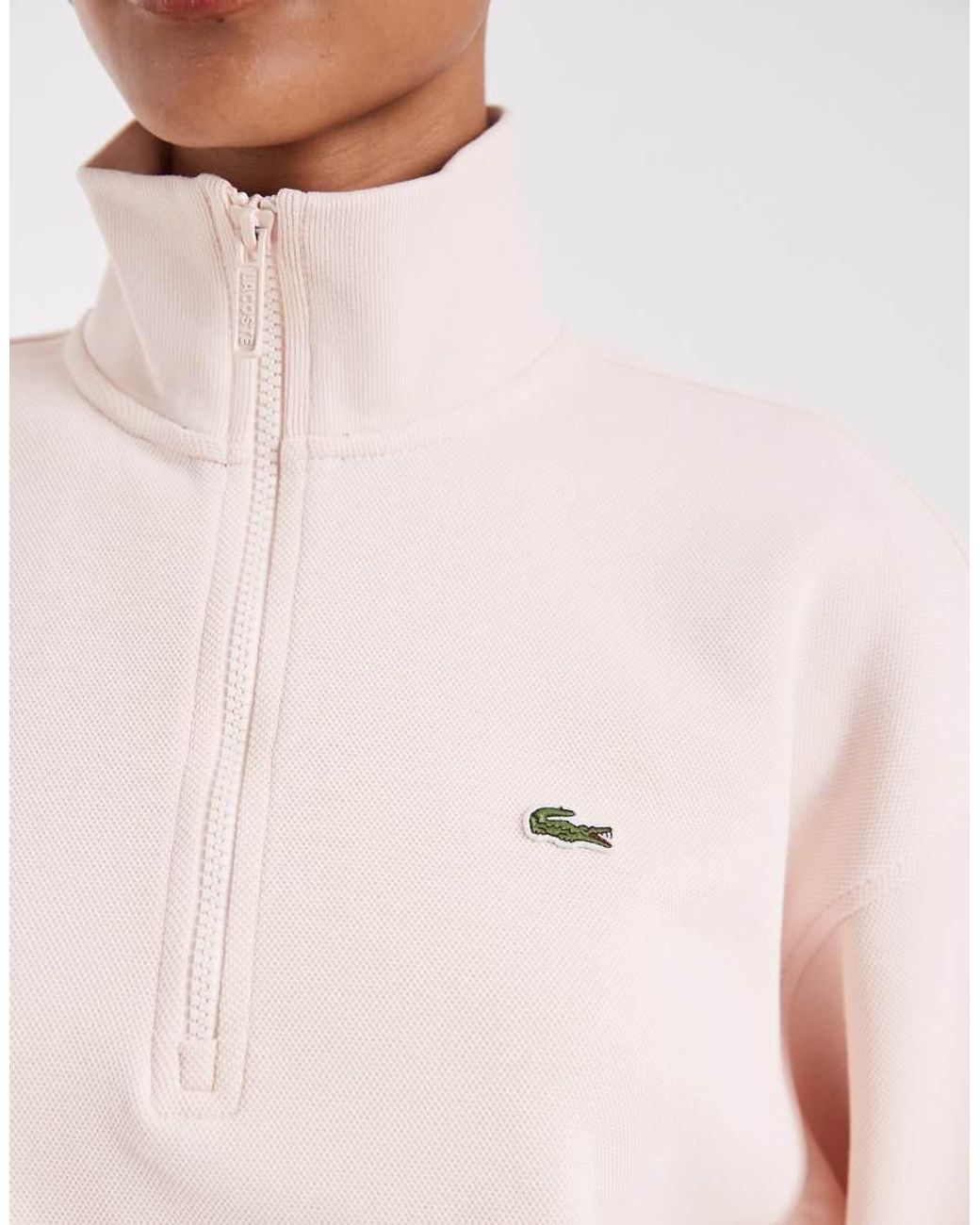 Lacoste Natural High Neck Quarter Zip Sweatshirt