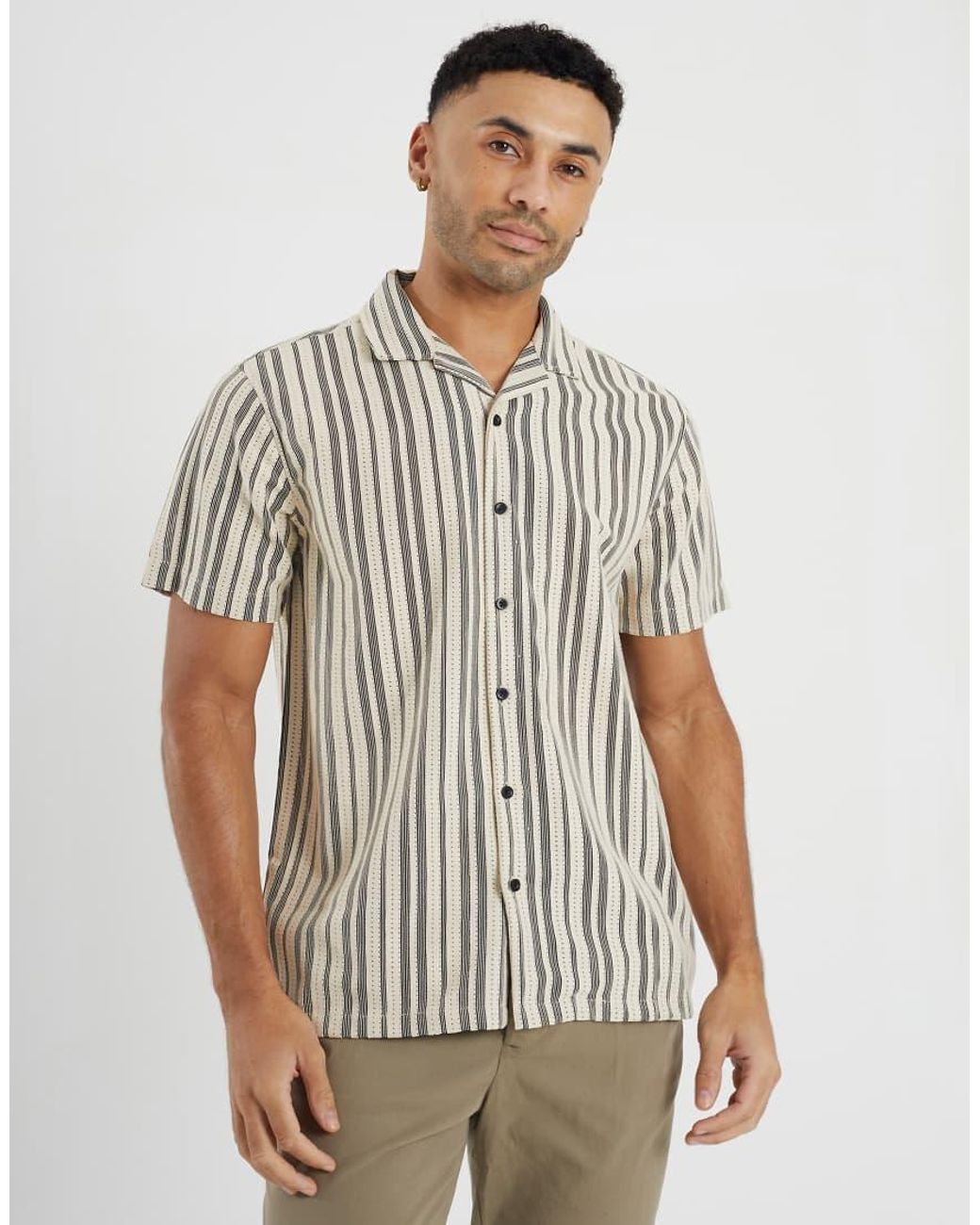 Brave Soul White Striped Woven Shirt for men