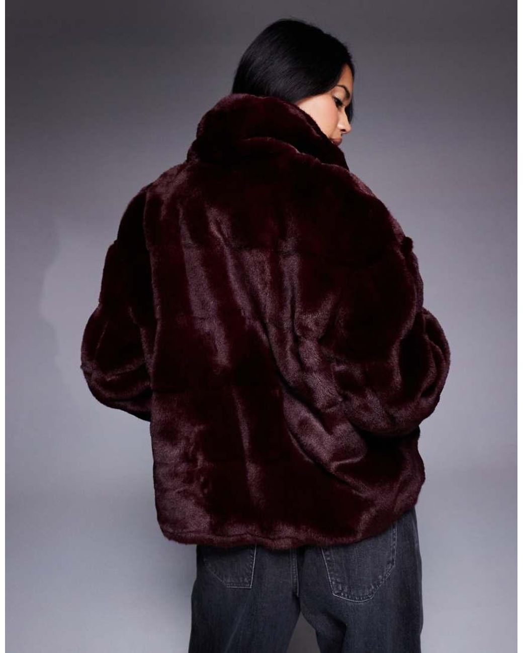 Bardot Blue Sylvie Zip Faux Fur Jacket