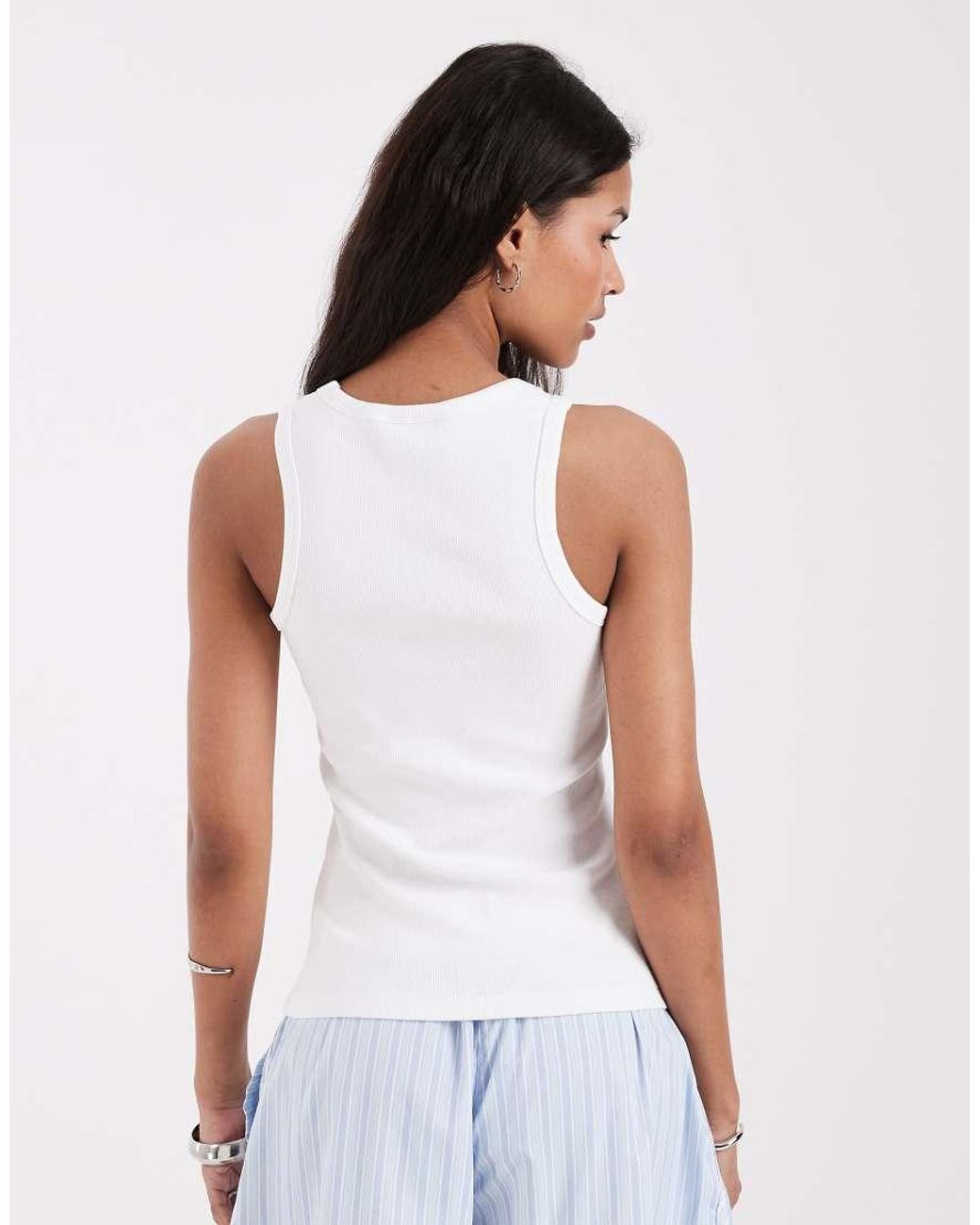 JJXX White Frida Ribbed Singlet