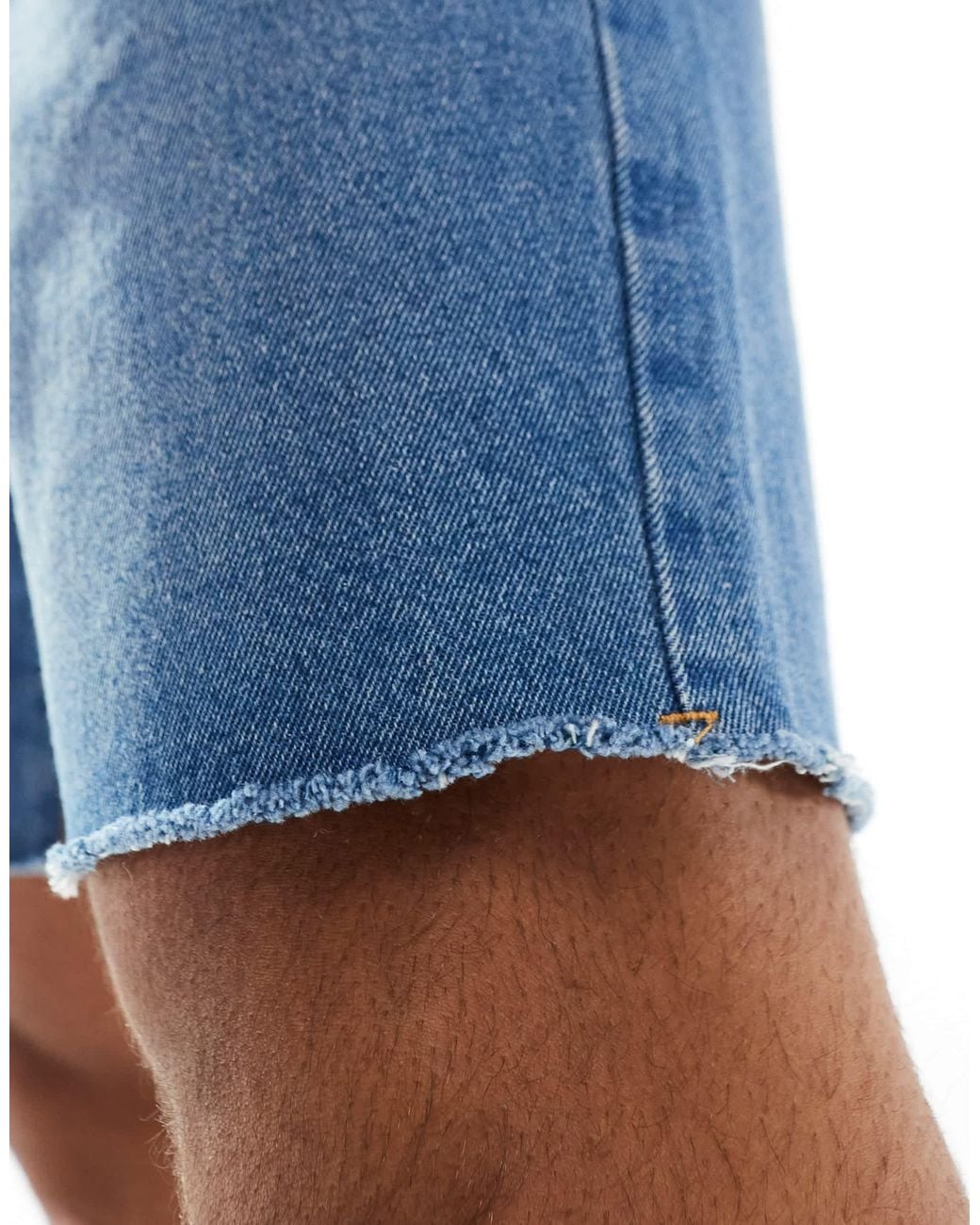 ADPT Blue Wide Fit Cut Off Denim Shorts for men