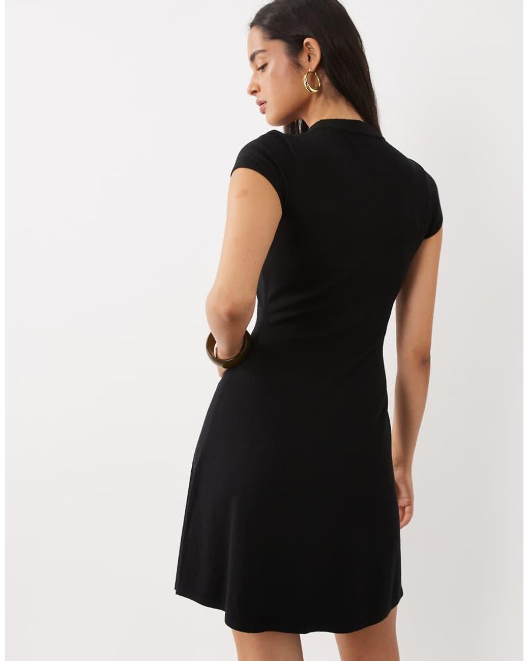 Kaiia Black Exclusive Knitted Cap Sleeve Mini Skater Dress