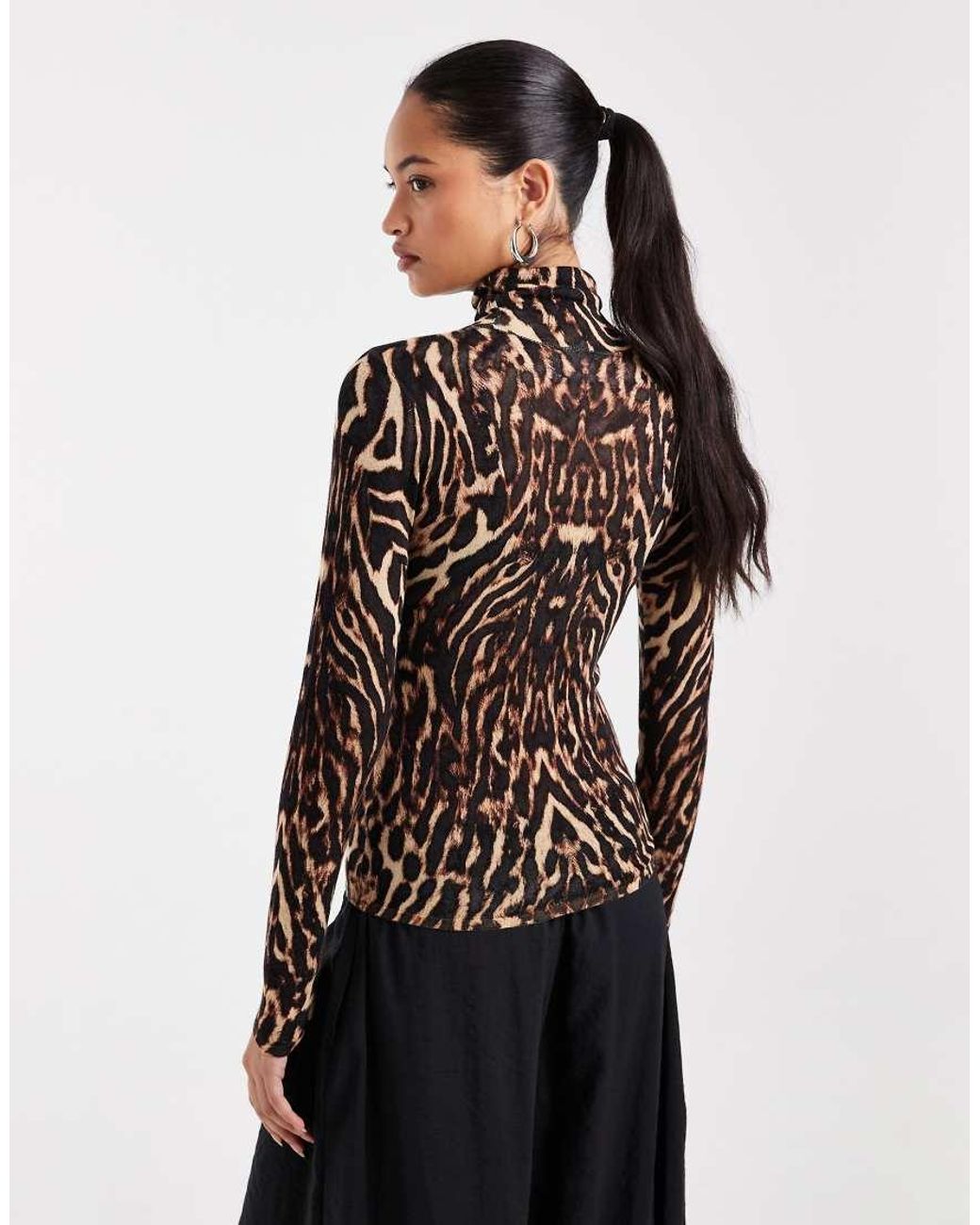 ASOS Brown Second Skin Sheer Knit Roll Neck