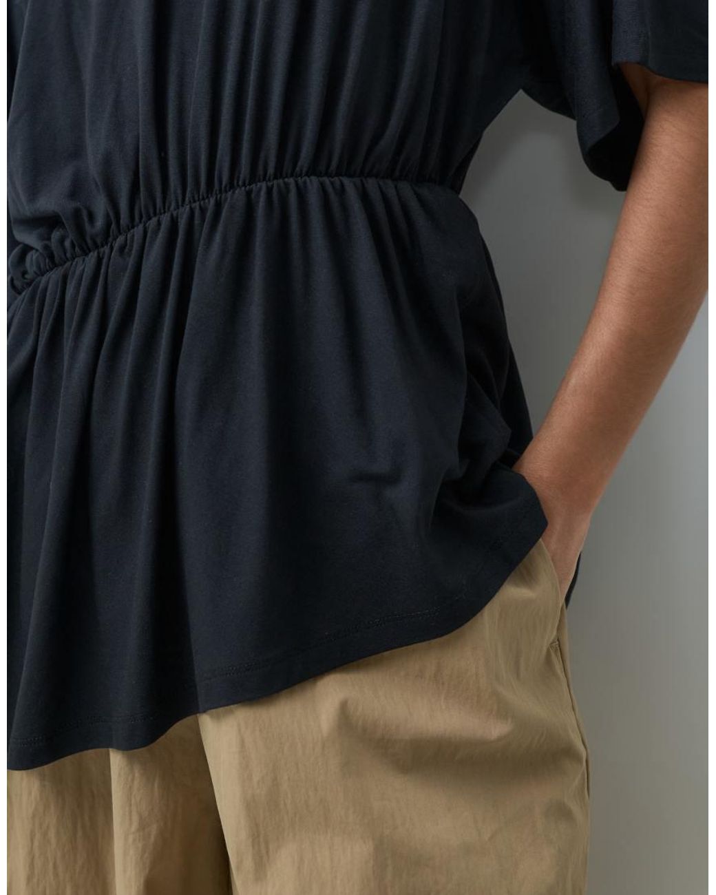 ASOS Blue Asymmetric Hem Cinched Waist Tshirt