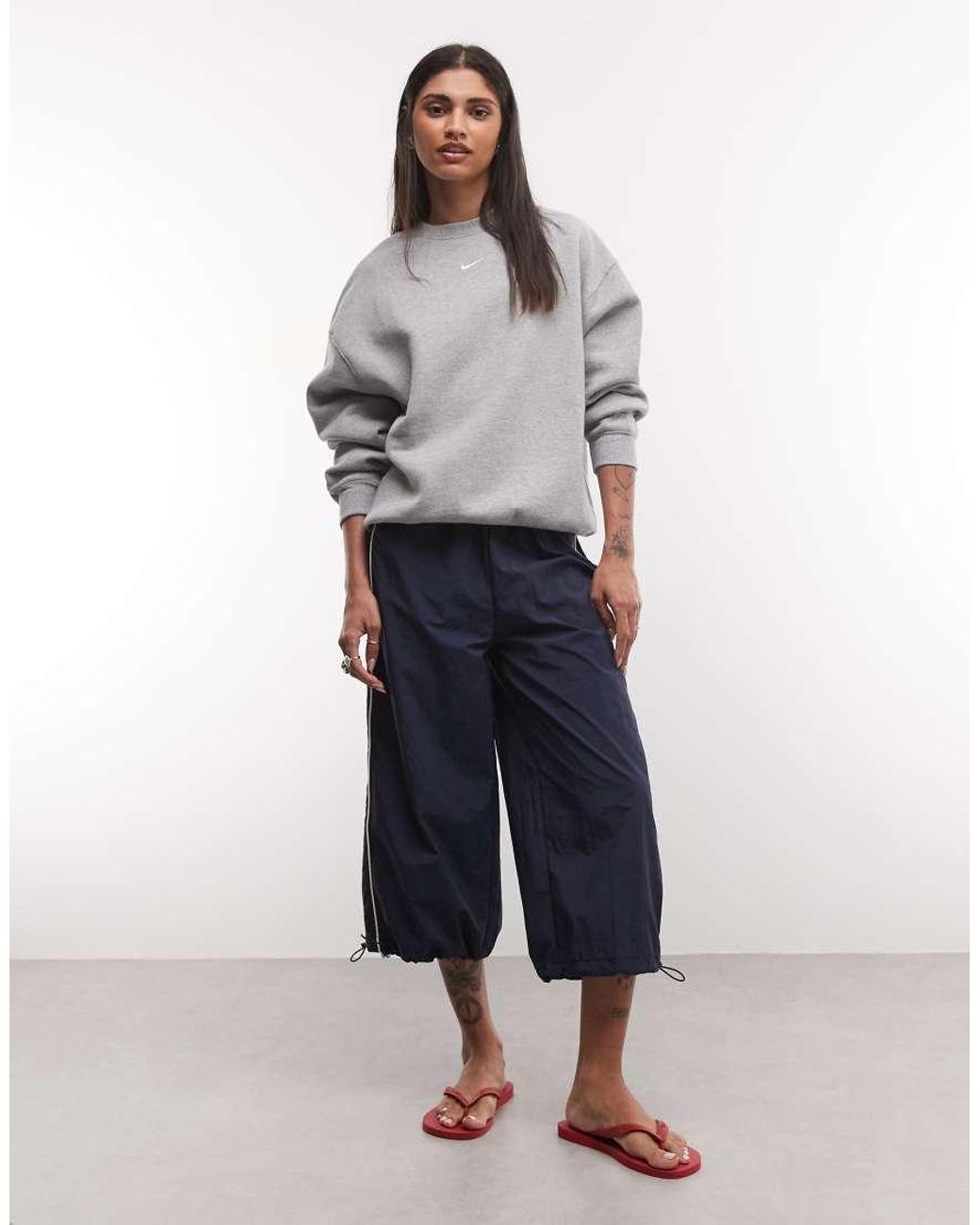 Nike Gray Studio Fleece Mid-weight Oversized Sweatshirt