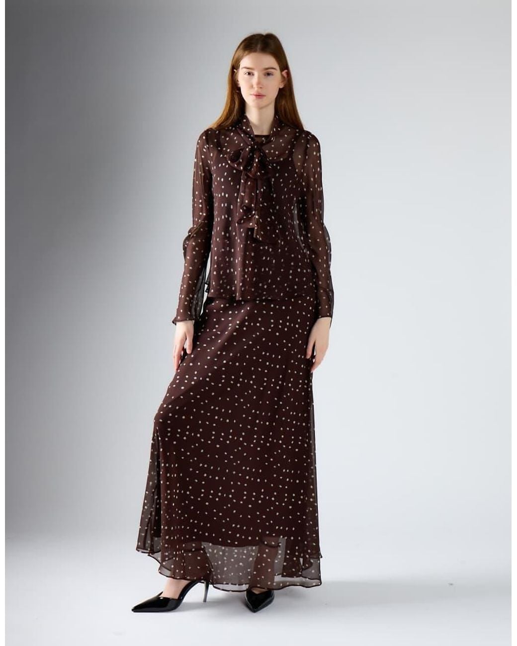 Glamorous Brown Scarf Detail Top