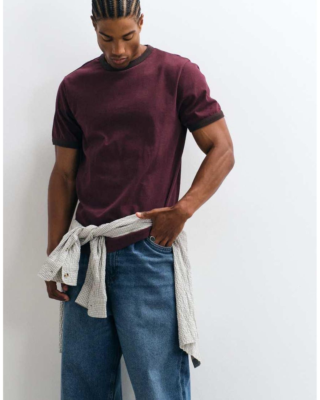 ASOS Brown Regular Ringer T-shirt for men