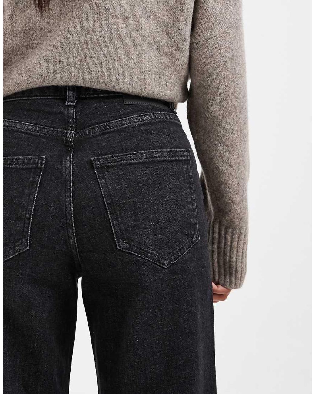 Only Petite Gray Juicy High Waisted Wide Leg Jeans
