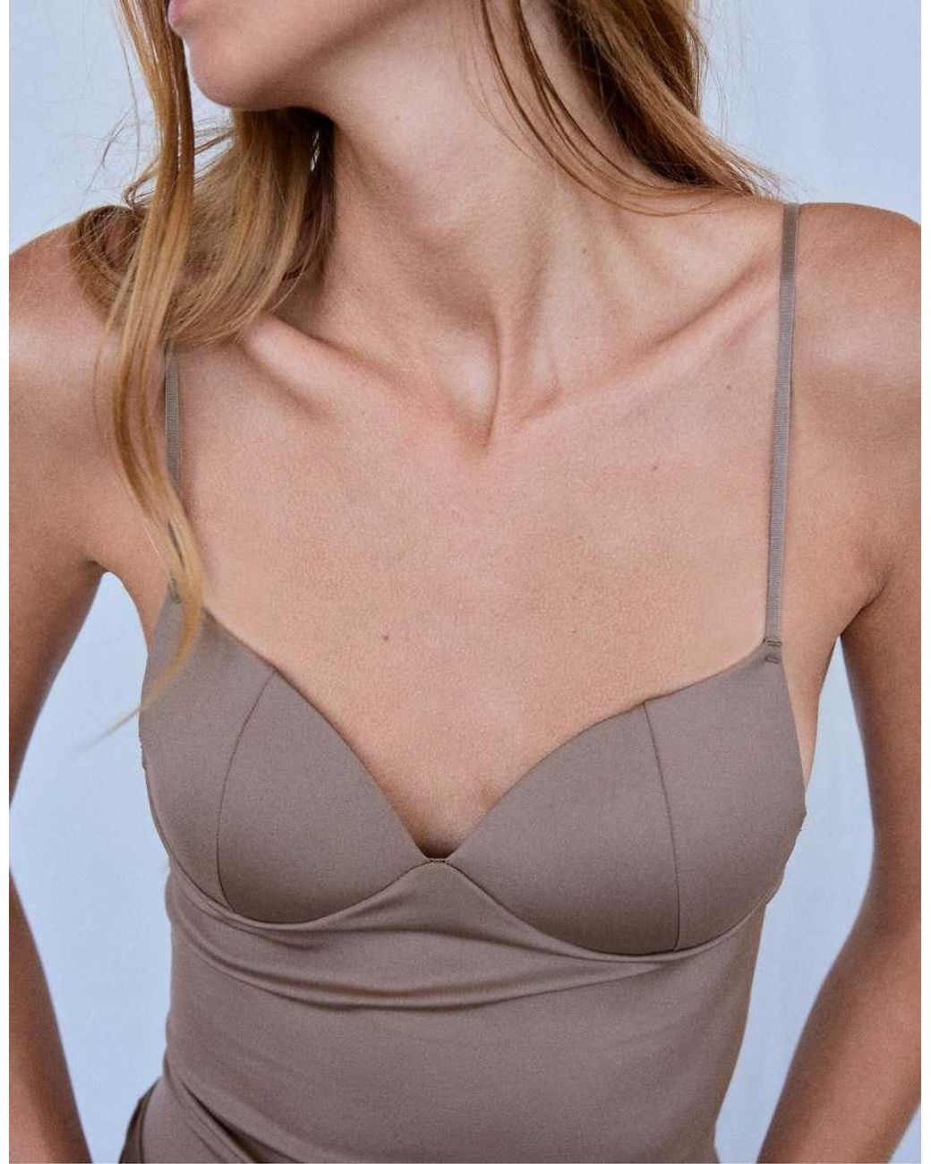 Stradivarius Gray Corsetry-Inspired Top