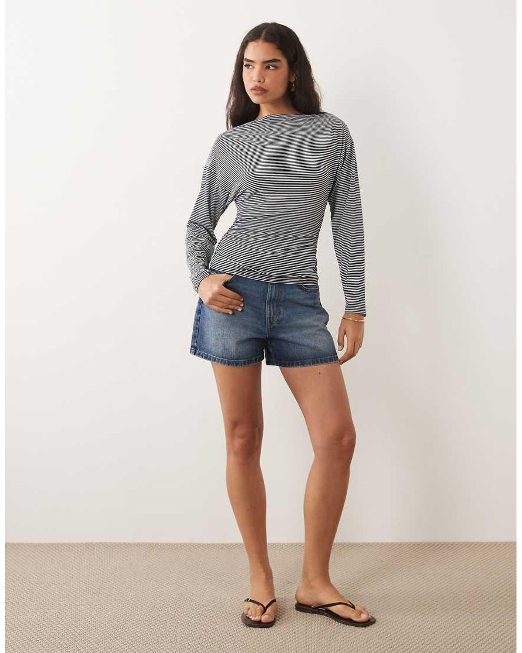 ASOS Gray Cinched Asymmetric Long Sleeve Top