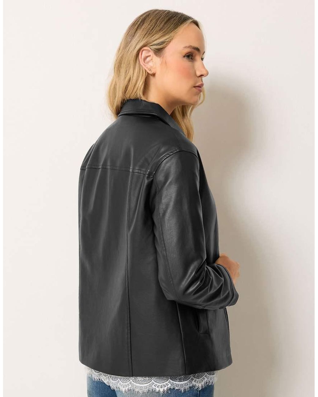 Long Tall Sally Black Faux Leather Zip Jacket