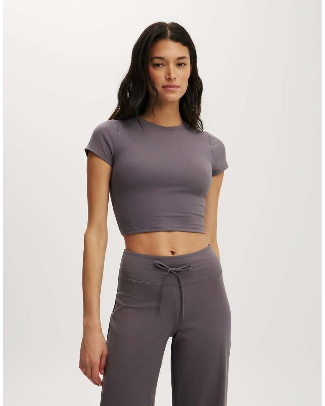 Cotton On Purple Ultra Soft Cropped Fitted Tshirt