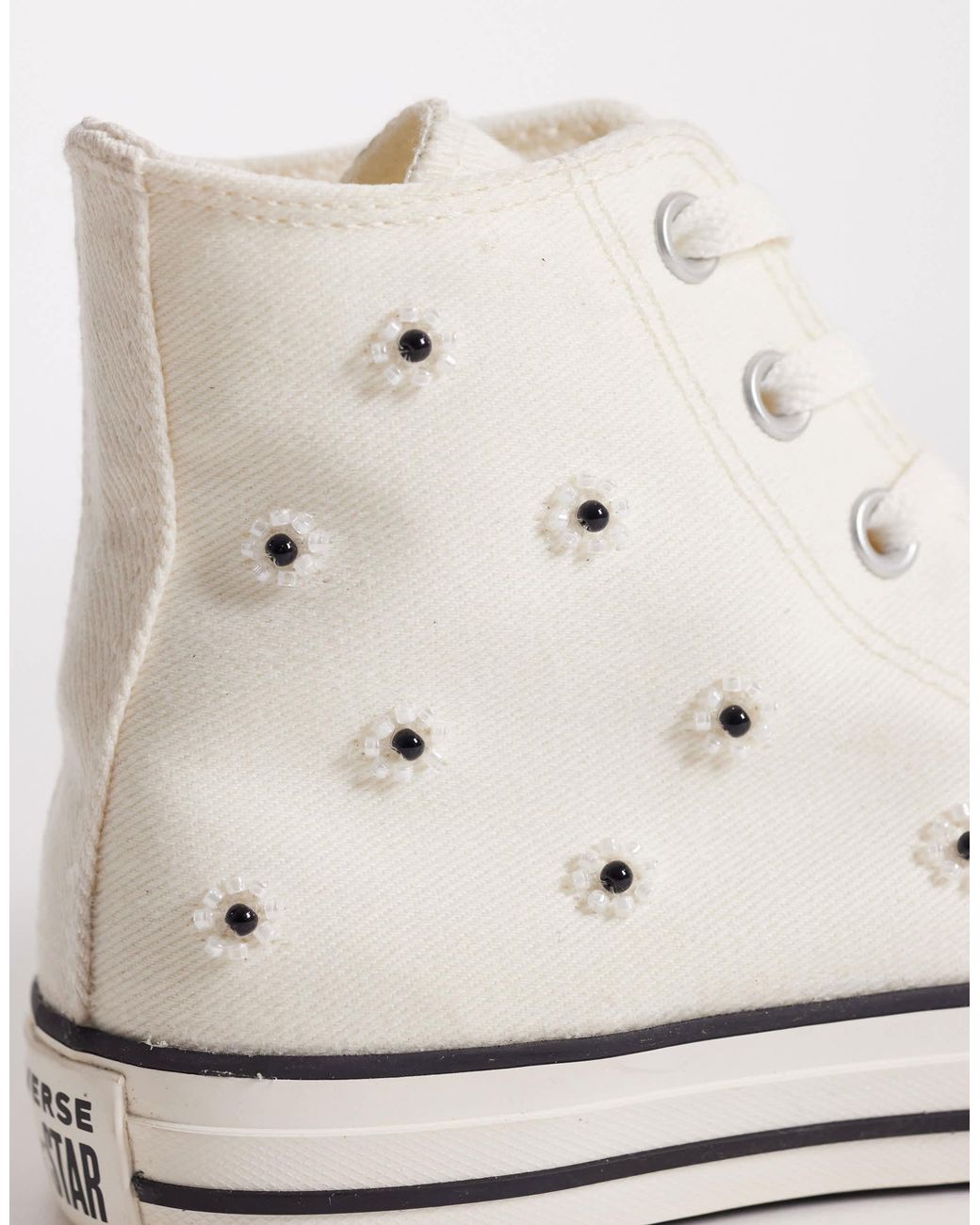 Converse White Chuck Taylor All Star Hi Trainers With Beading Detail