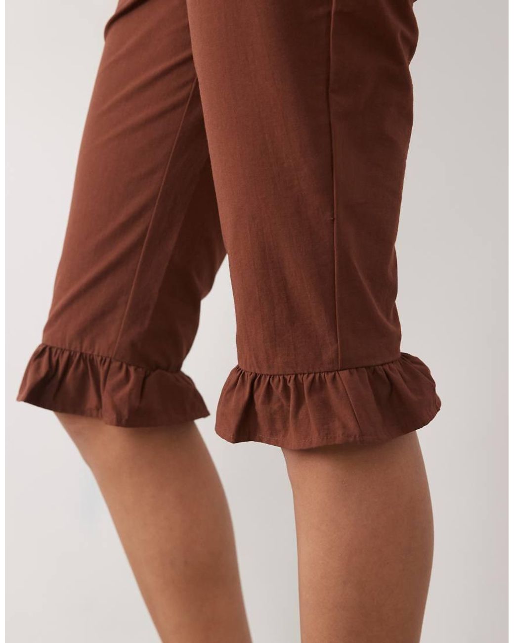 Miss Selfridge Brown Frill Hem Capris Co-Ord