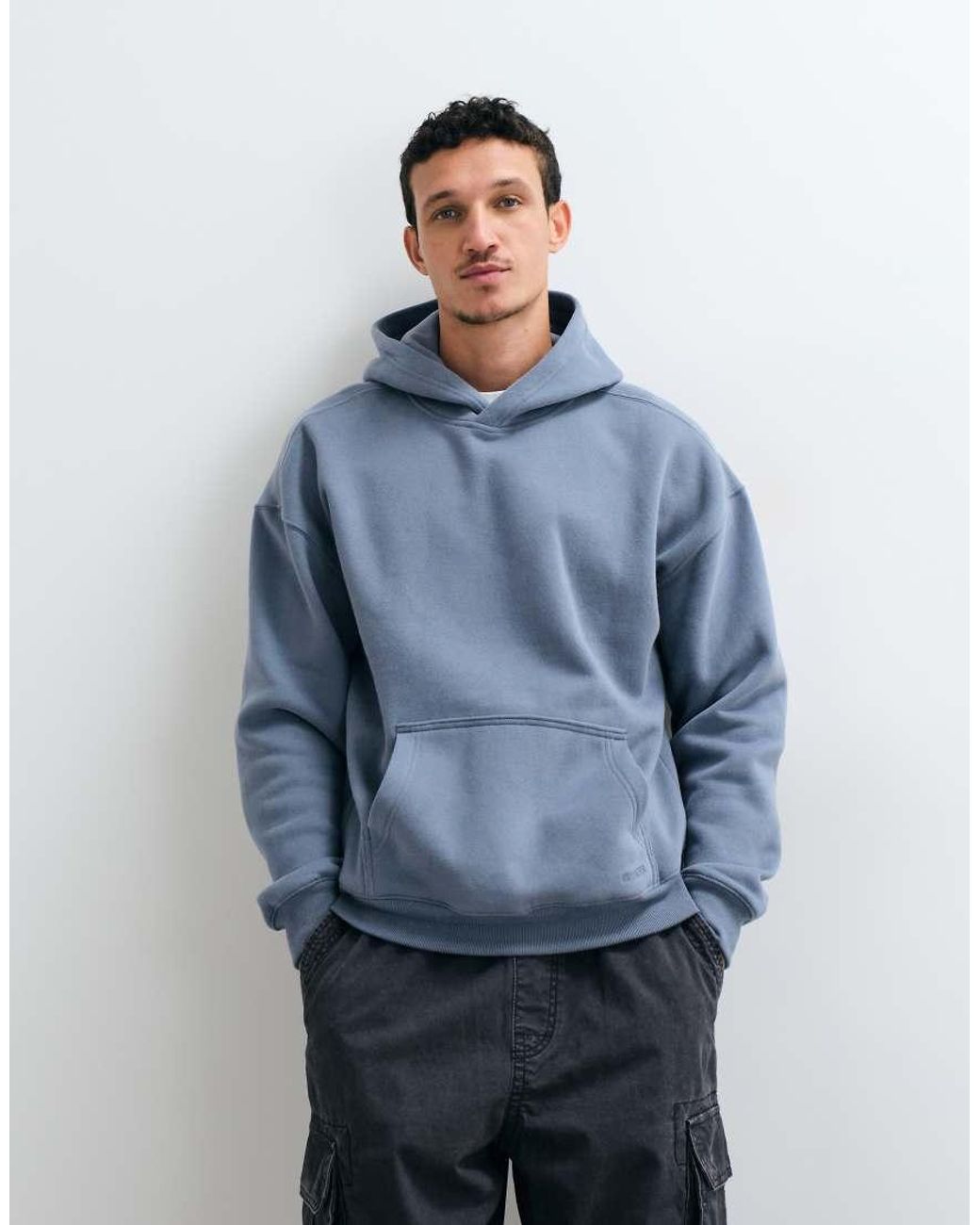 Hollister Blue Boxy Fit Hoodie for men