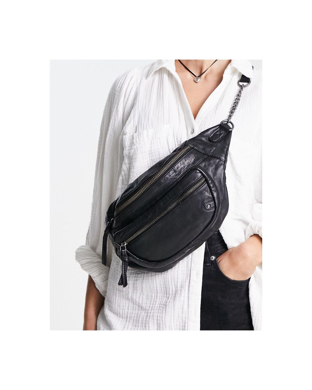 Free People Archer Leather Sling Bag in Black Lyst