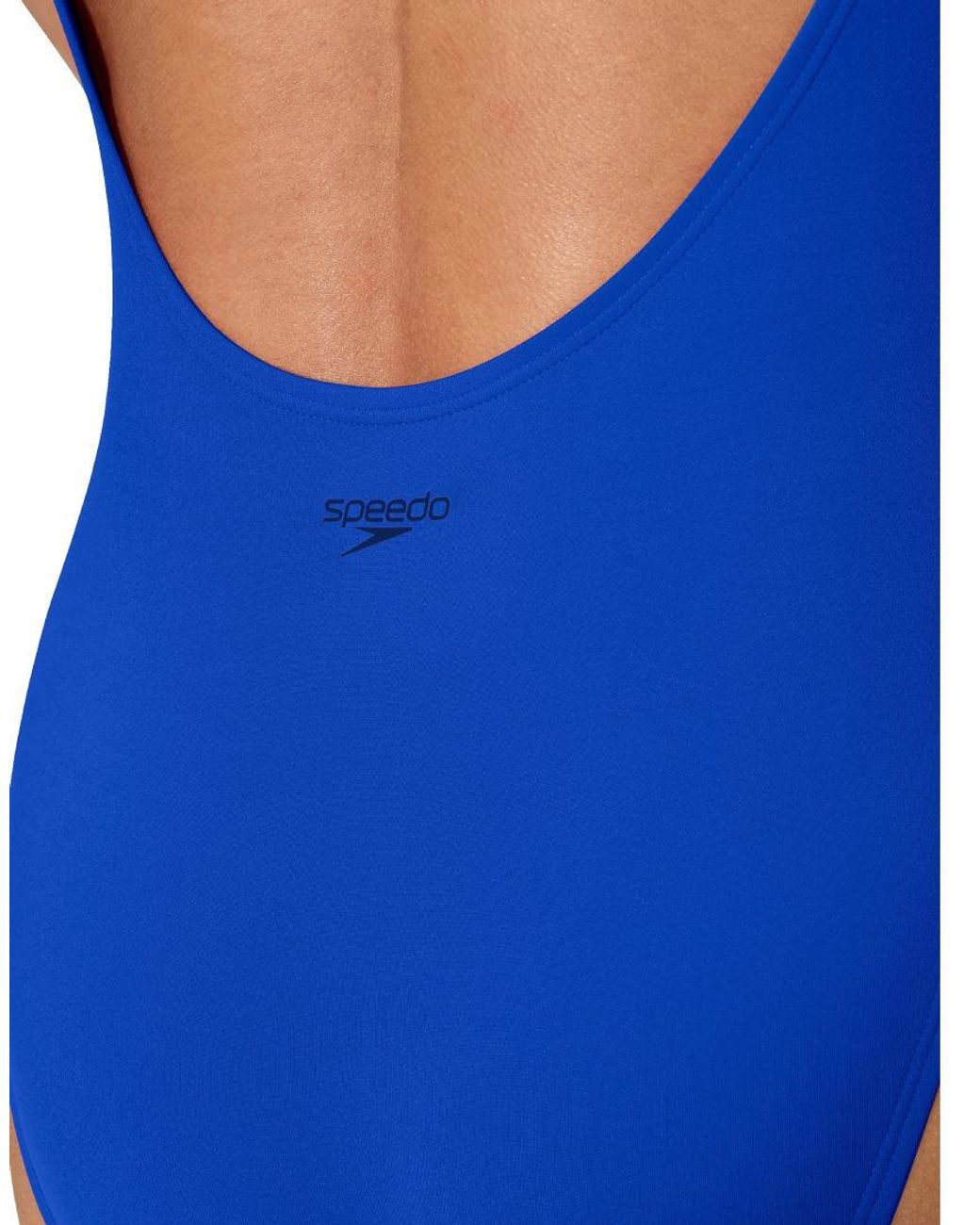 Speedo Blue Solid High Neck Swimsuit