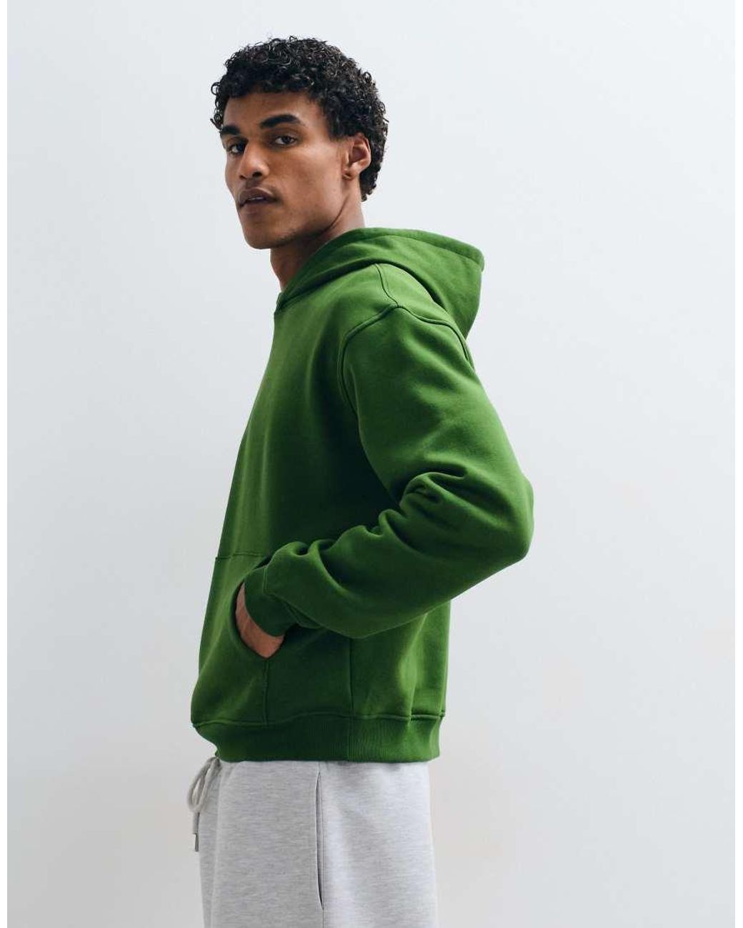 ASOS Green Essentials Relaxed Boxy Hoodie for men