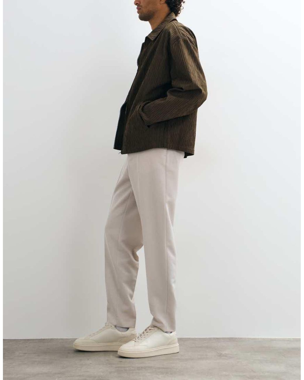ASOS White Tailored Tapered Trousers With Elasticated Waist for men