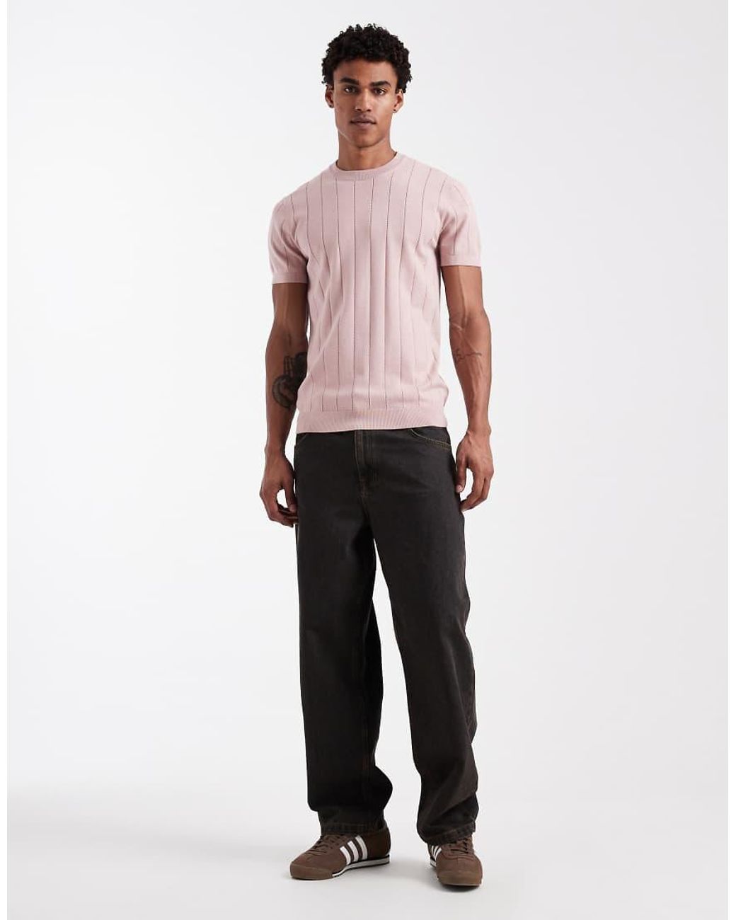 New Look Pink Knitted T-shirt for men