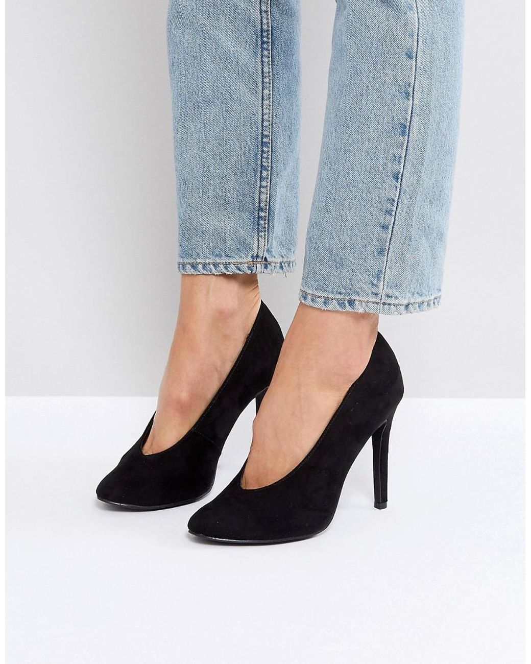 NEW LOOK. Black sparkly stiletto heels. Heel size... - Depop