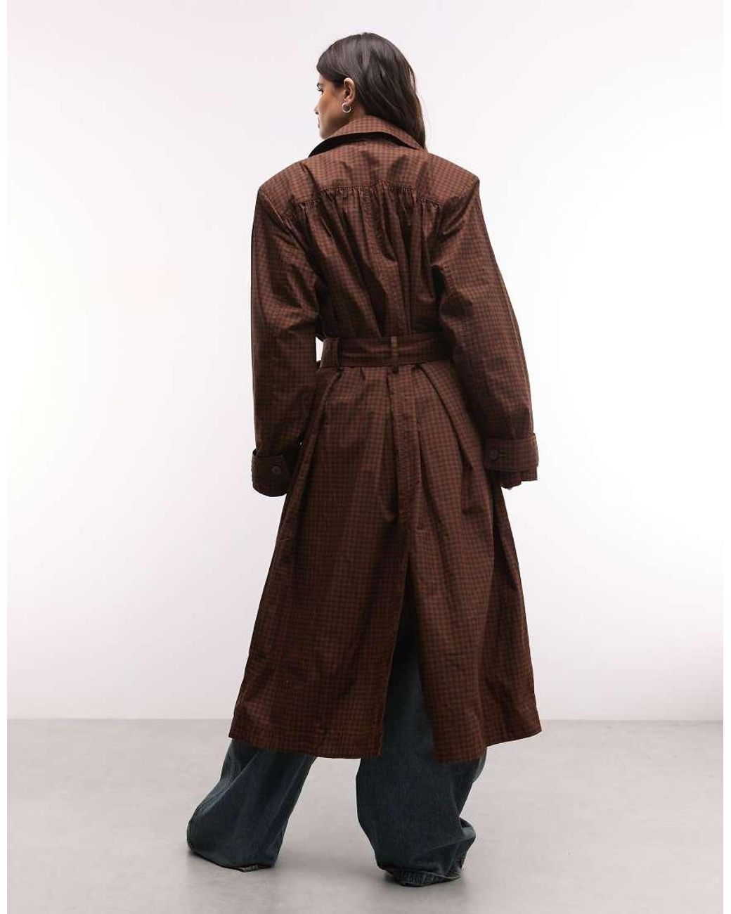 Monki Brown Longline Trench Coat