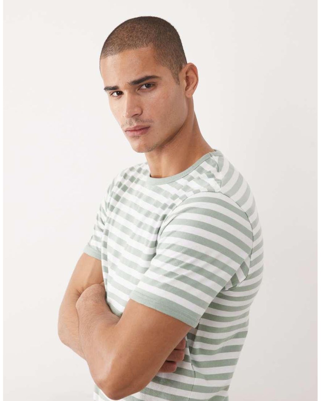 Threadbare Gray Crew Neck Ringer T-Shirt for men