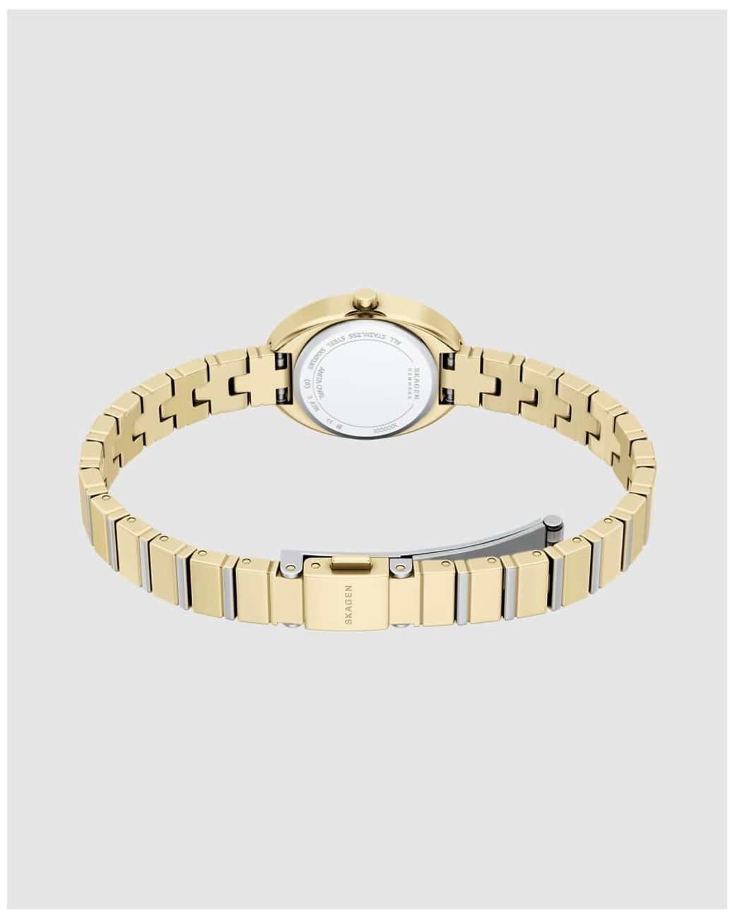 Skagen White Anita Oval Two-Hand Two-Tone Stainless Steel Watch