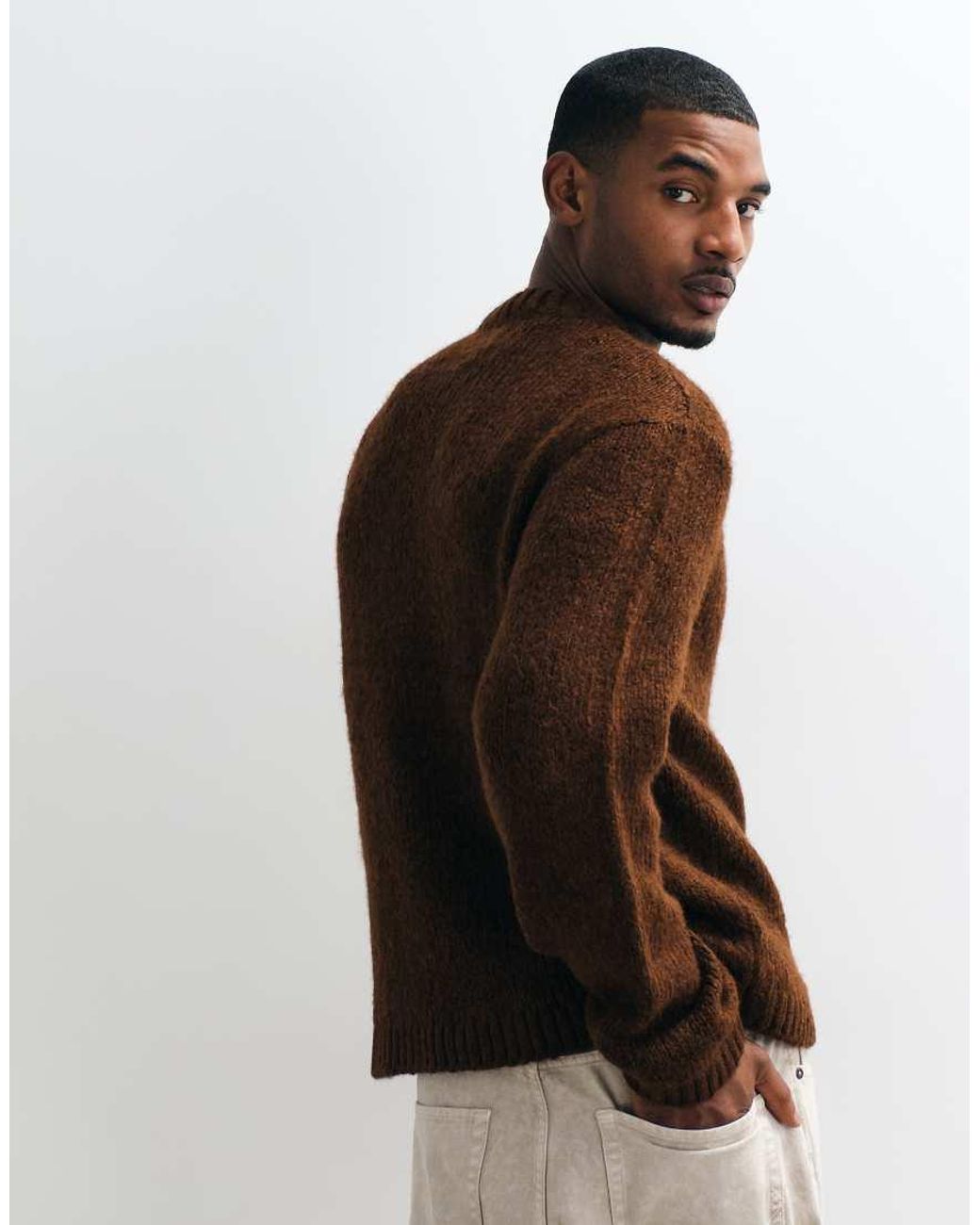 Jack & Jones Brown Oversized Knit Jumper for men