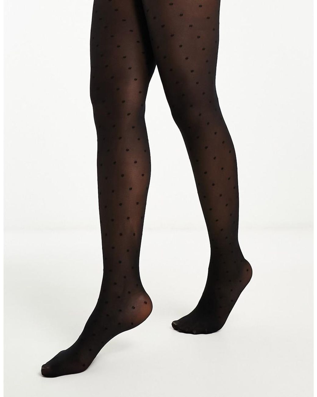 Medias Negras De 20 Deniers Con Diseño De Lunares De Pieces de color Black