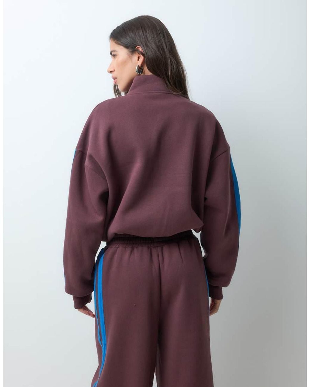 ASOS Purple Funnel Neck Stripe Detail Zip Up Jacket Co-ord