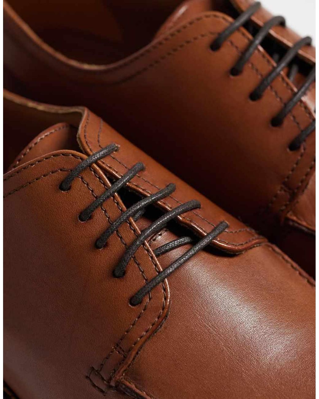 ASOS Brown Lace Up Derby Shoes With Apron Detail for men