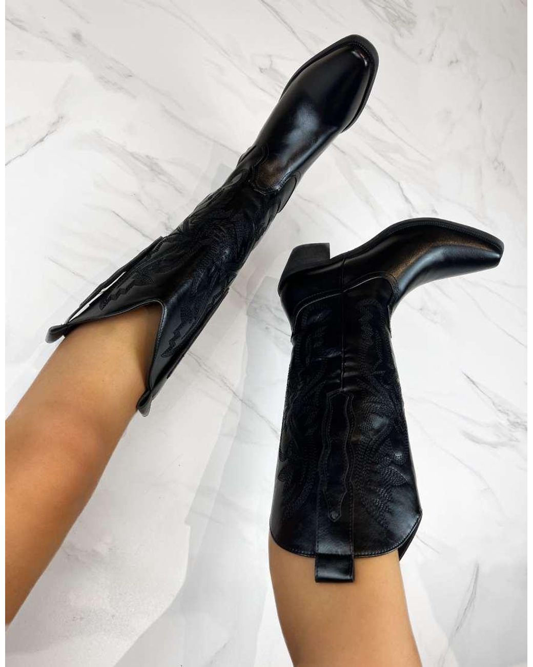 GIA STUDIOS Black Cowboy Western Boots