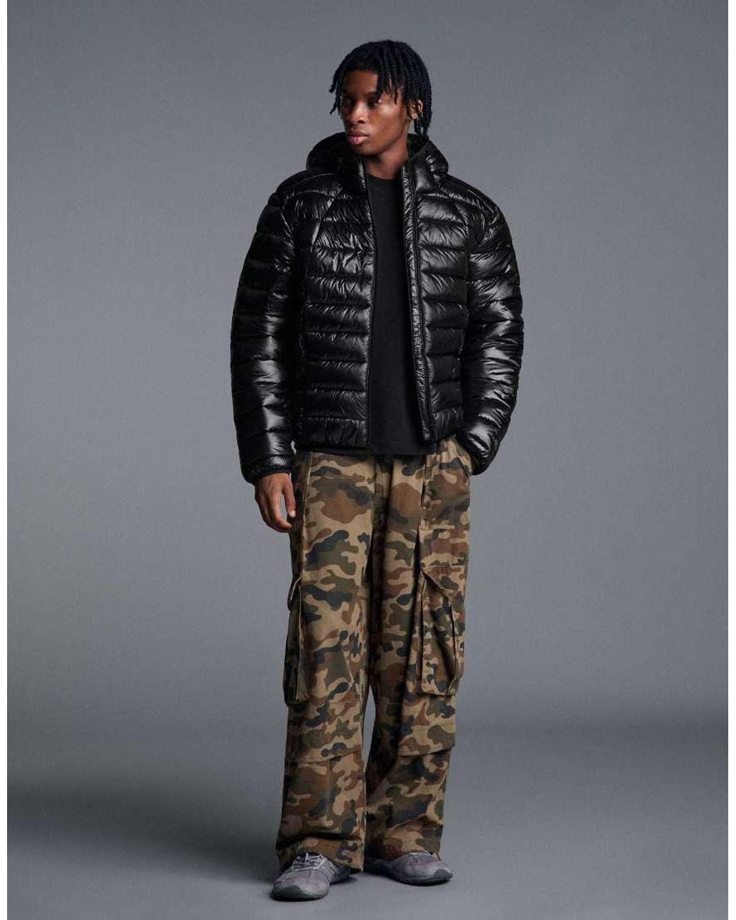 Bershka Gray Ultralight Padded Jacket for men