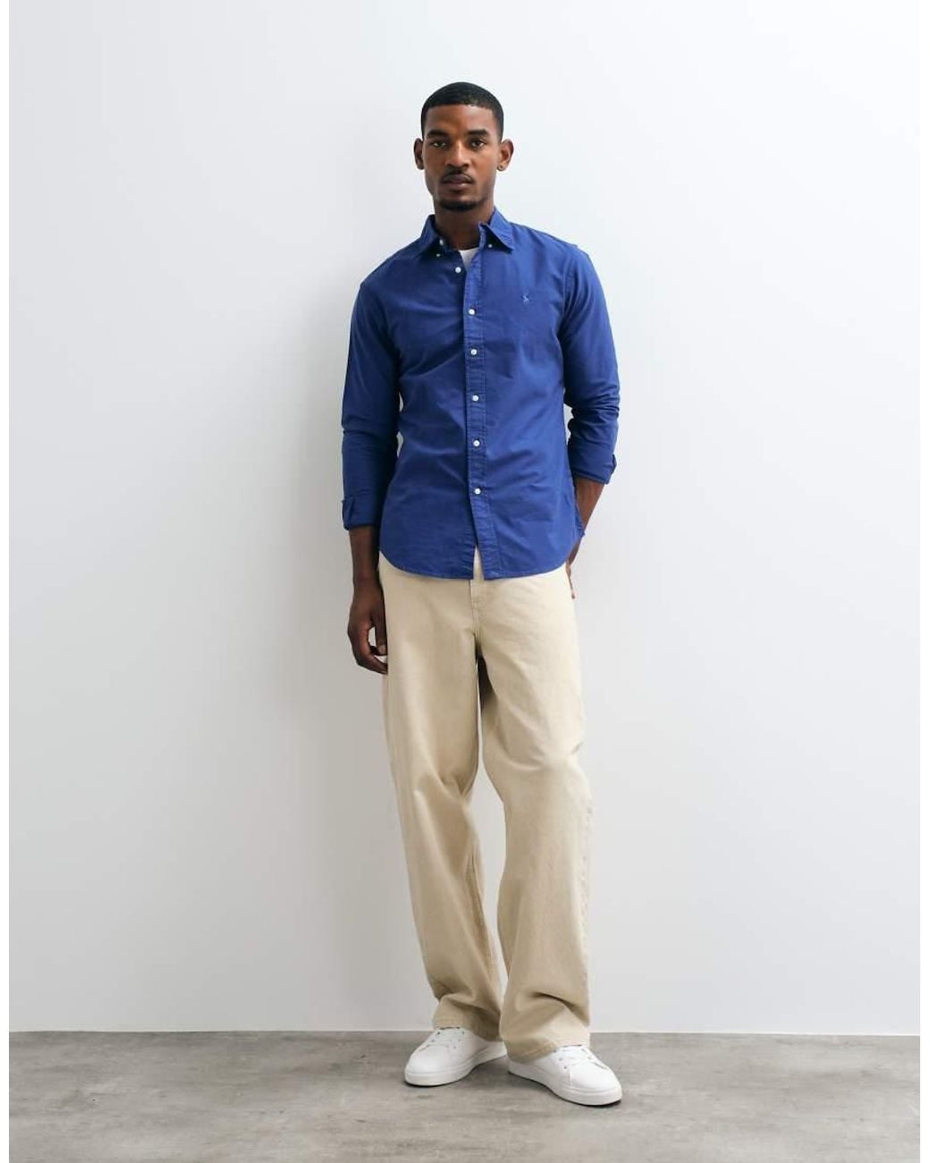 Polo Ralph Lauren Blue Icon Logo Slim Fit Garment Dyed Oxford Shirt for men