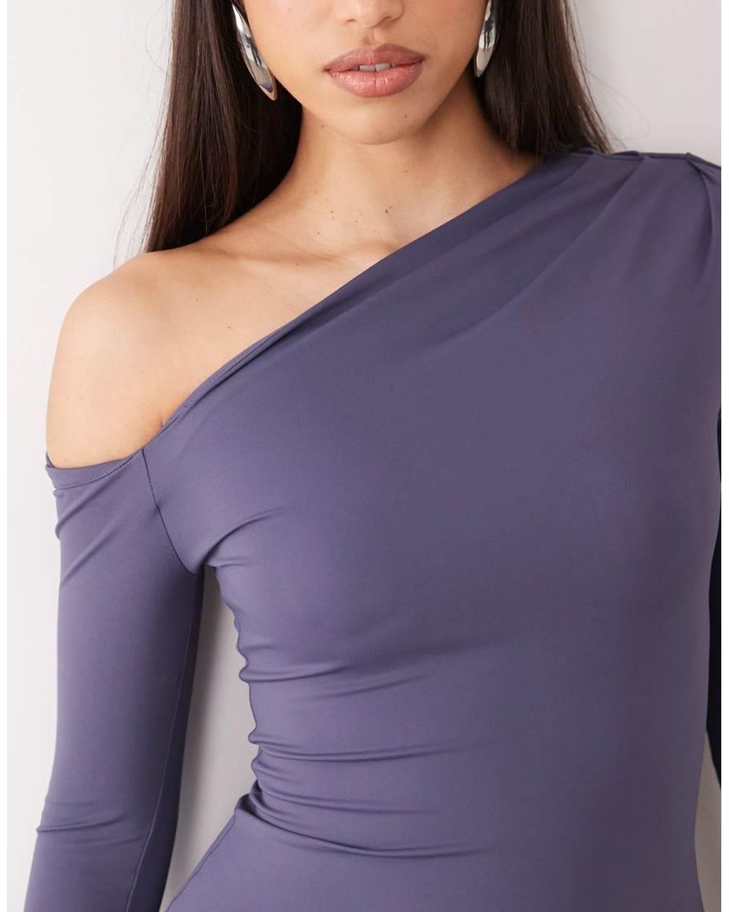 The Frolic Blue Exclusive Jersey Supersoft Off Shoulder Maxi Dress