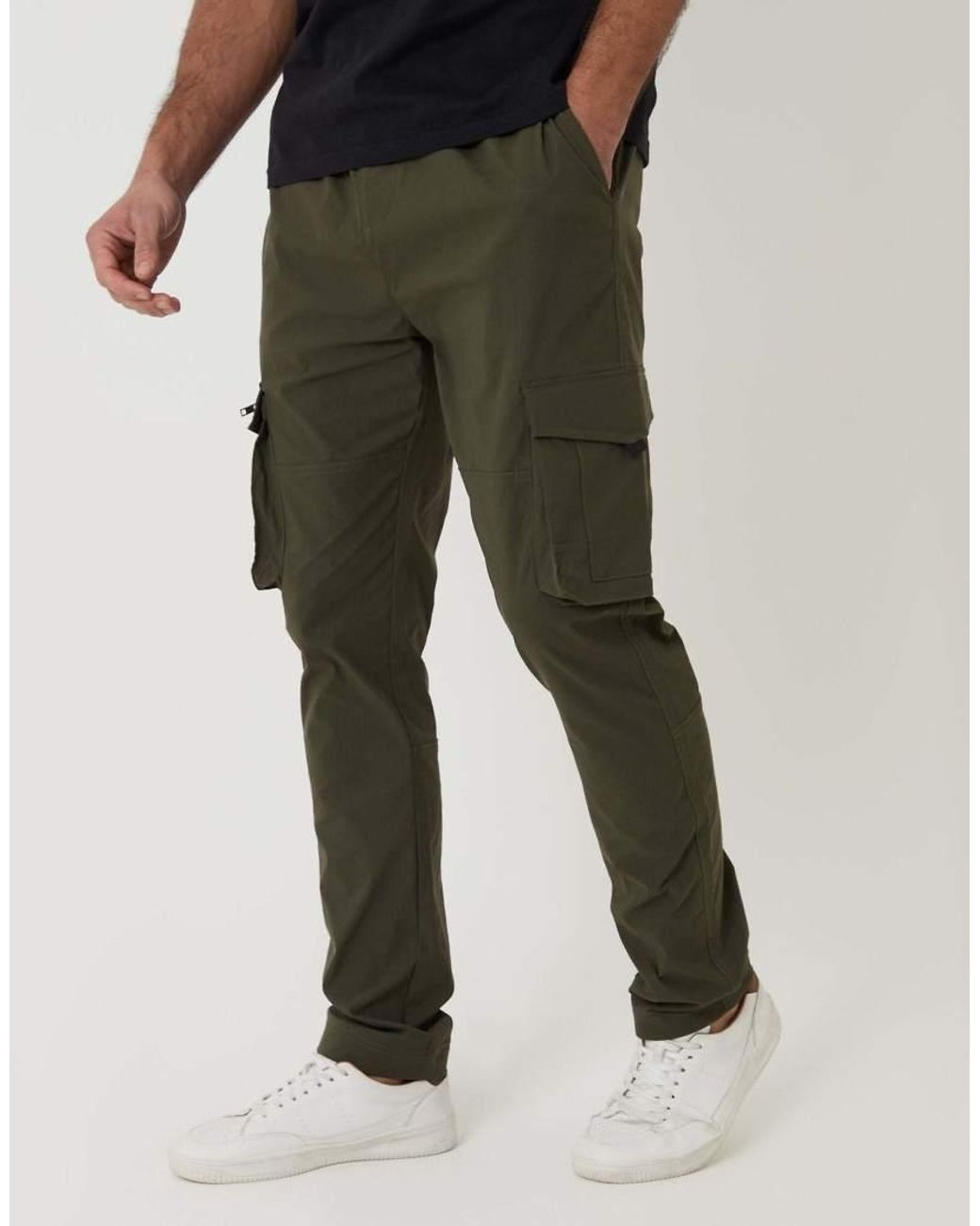 Threadbare Blue Slim Fit Stretch Cargo Trousers for men