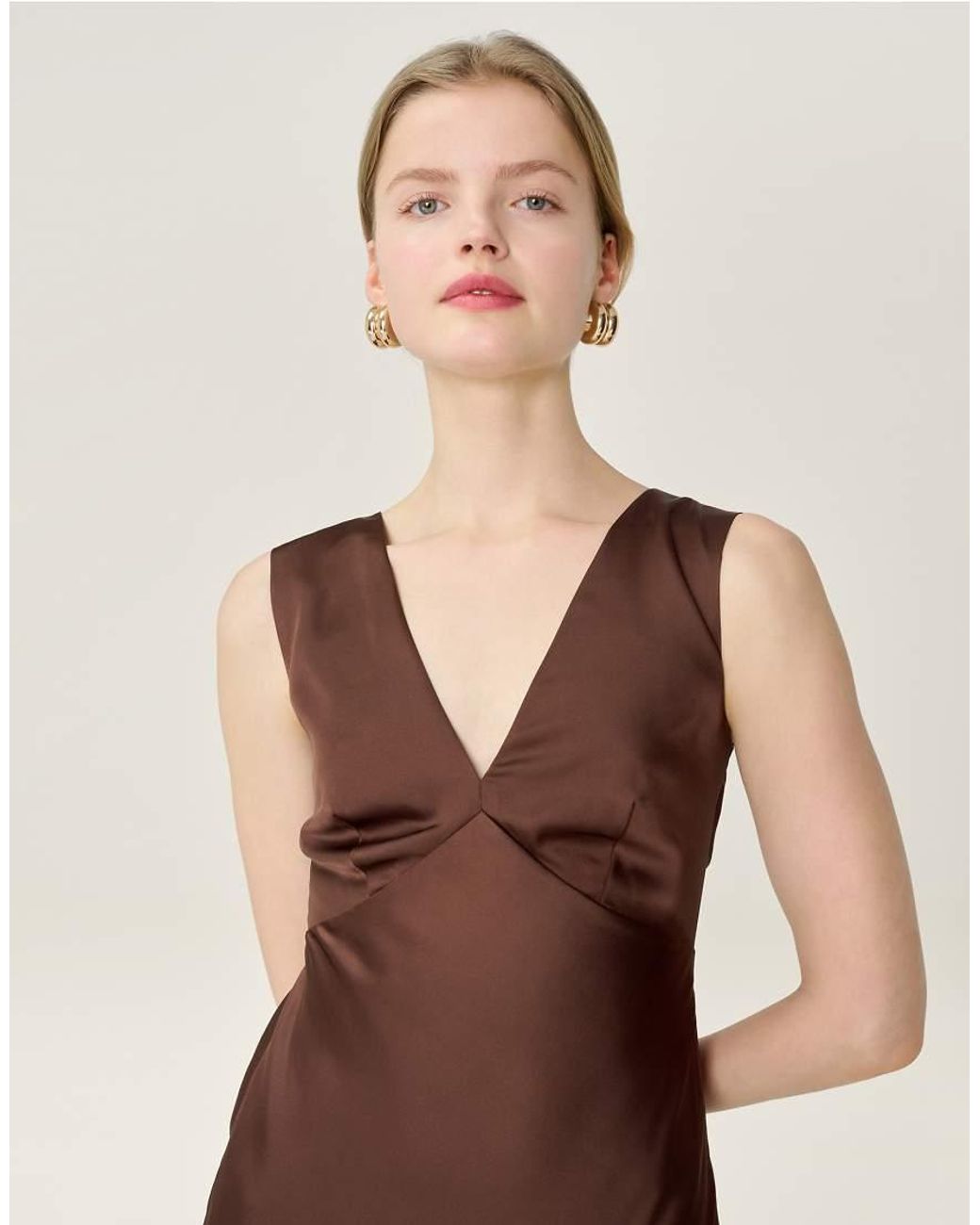 OMNES Natural Dresses Nova Satin Midi Dress With Open Back